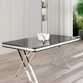 Masa, Charlotte, Vals, 130x74x80 cm, Marmura neagra / Crom imagine