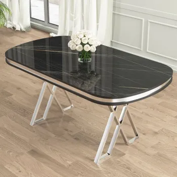 Masa, Charlotte, Zae, 168x76x90 cm, Marmura neagra / Crom imagine