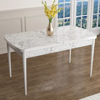 Masa, Charlotte, Zen, 132x78x80 cm, Marmura alba / Alb imagine