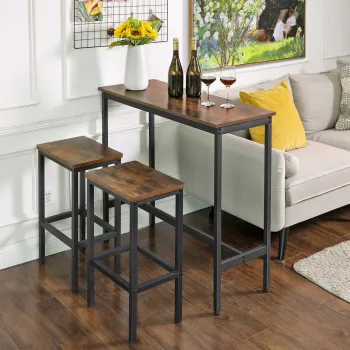 Masa de bar Alinru Industrial, Vasagle, 100x40x90 cm, PAL/fier, maro rustic imagine