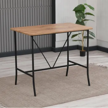 Masa de bar, Hanah Home, Retro, 110x92x70 cm, Maro imagine