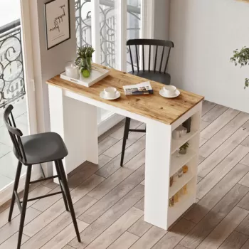 Masa de bar, Locelso, ST1, 120x101.8x51.6 cm, Pin Atlantic / Alb imagine