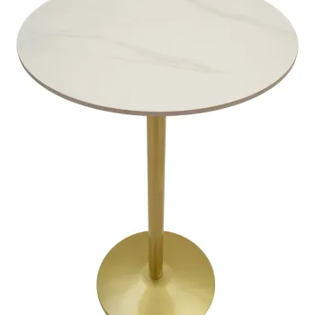 Masa de bar, Mauro Ferretti, Simply, 60x103 cm, metal/imitatie de marmura, auriu/alb imagine