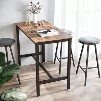 Masa de bar, Vasagle, 120 x 60 x 90 cm, fier/PAL, maro rustic imagine