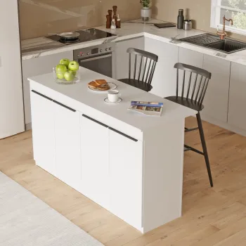 Masa de bucatarie, Hanah Home, OR1-W, 160x90x60 cm, Alb imagine