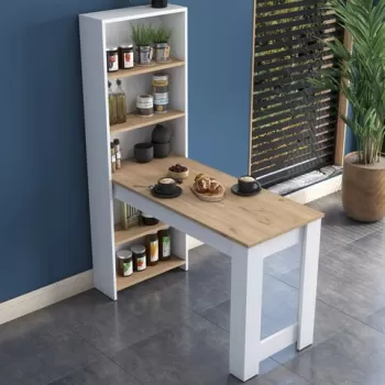 Masa de bucatarie, Rani, JA102, 120x153.6x53.8 cm, PAL, Nuc / Alb imagine