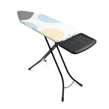 Masa de calcat, Brabantia C, PerfectFlow Spring Bubbles, 124x45 cm, 7 pozitii de reglare, cu suport statie de calcat, otel/bumbac imagine