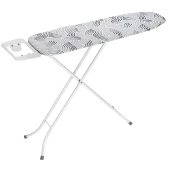 Masa de calcat, Wenko, Base, cu inaltime ajustabila, 110 x 30 cm, metal/bumbac, gri/alb imagine