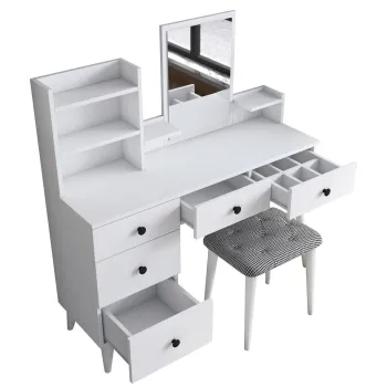 Masa de machiaj, Hanah Home, BJ101, 125x93.8x40 cm, Alb imagine