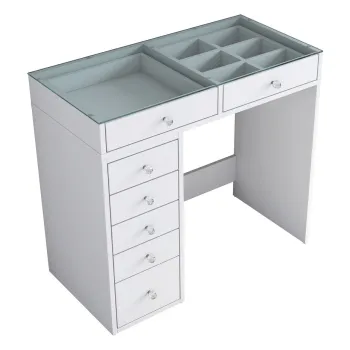 Masa de machiaj, Hanah Home, BJ107, 90x79.8x44.5 cm, Alb imagine