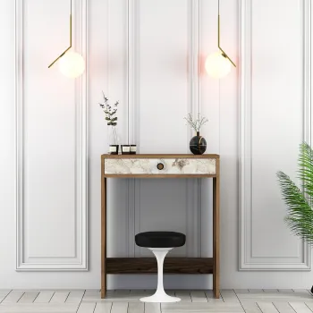 Masa de machiaj, Hanah Home, Lizbon, 70x40x84.7 cm, Nuc / Alb / Marmura imagine