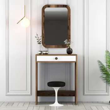 Masa de machiaj, Hanah Home, Lizbon Mirror, Nuc/Alb imagine