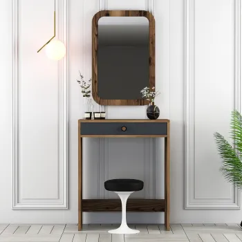 Masa de machiaj, Hanah Home, Lizbon Mirror, Nuc / Antracit imagine