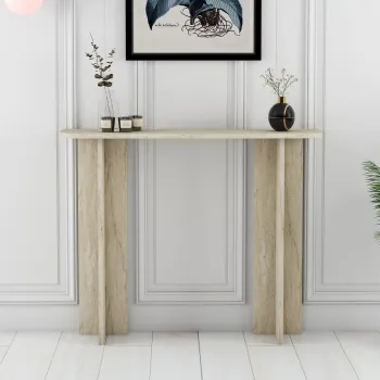 Masa de machiaj, Hanah Home, Modena, 105x85x30 cm, PAL, Travertin imagine