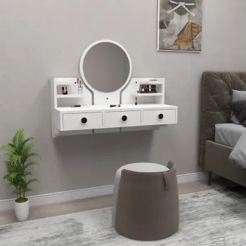 Masa de machiaj, Hanah Home, Polina, 75x90x36.8 cm, Alb imagine