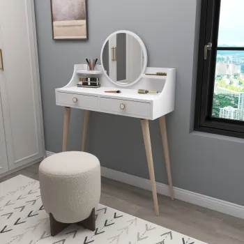 Masa de machiaj, Hanah Home, Roys, 131x90x35 cm, Alb imagine