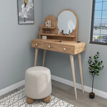 Masa de machiaj, Hanah Home, Ruges, 130.8x74x35 cm, Maro imagine