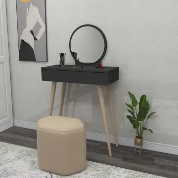 Masa de machiaj, Hanah Home, Siena, 129.2x72x35 cm, Antracit imagine