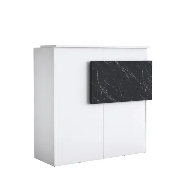 Masa de receptie, Rani, MA102, 110x110x40 cm, PAL, Alb / Marmura imagine