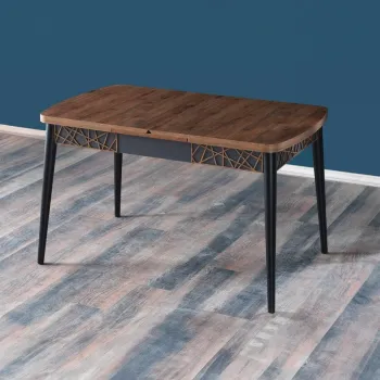 Masa de sufragerie extensibila, Beckley, Amalfi Motif, 131.5x79.5x76.5 cm, Nuc / Negru imagine