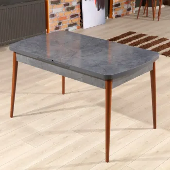 Masa de sufragerie extensibila, Beckley, Aris, 132x79x76.5 cm, Antracit / Nuc imagine