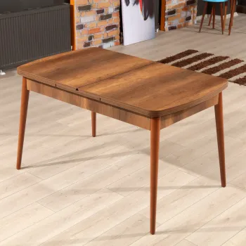 Masa de sufragerie extensibila, Beckley, Barok, 132x80x78.5 cm, PAL, Maro imagine