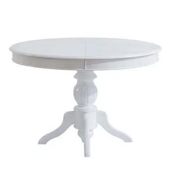 Masa de sufragerie extensibila, Fairfax, Albero24, Lemn masiv, Alb imagine