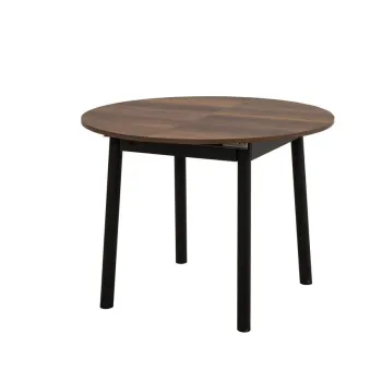 Masa de sufragerie extensibila, Vella, Oliver, 100x75x100 cm, PAL, Nuc / Negru imagine