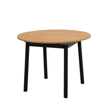 Masa de sufragerie extensibila, Vella, Oliver, 100x75x100 cm, PAL, Stejar / Negru imagine