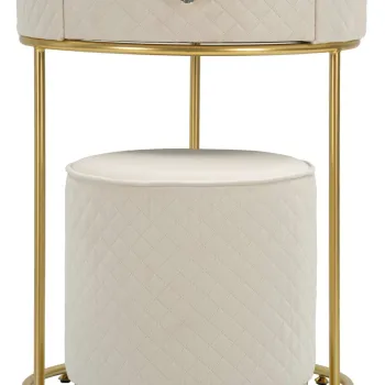 Masa de toaleta cu taburet / masuta dressing Vellit, Mauro Ferretti, 52x70 cm, lemn de pin/MDF/metal, crem imagine