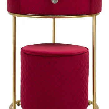 Masa de toaleta cu taburet / masuta dressing Vellit, Mauro Ferretti, 52x70 cm, lemn de pin/MDF/metal, rosu imagine