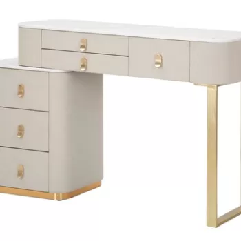 Masa de toaleta / machiaj, Beauty, Mauro Ferretti, 120 x 40 x 75 cm, lemn de pin/MDF/metal, crem/auriu imagine