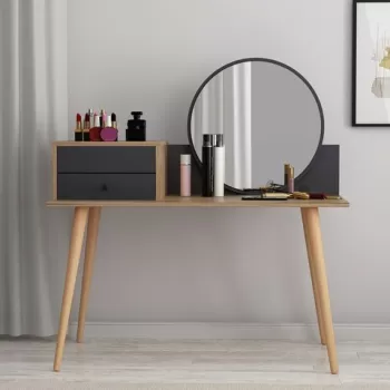 Masa de toaleta / machiaj, Inarch, Angel, 120x96x60 cm, Antracit / Nuc imagine