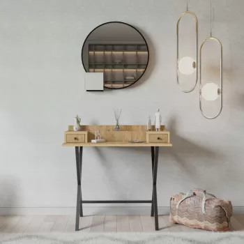 Masa de toaleta / machiaj, Mod Design, Dubai, 100x50x89 cm, Stejar / Negru imagine