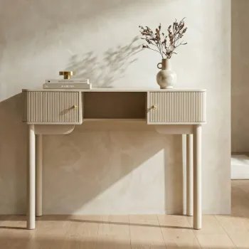 Masa de toaleta / masuta dressing, Mauro Ferretti, Shy, 110x40x80 cm, lemn de pin, alb/auriu imagine