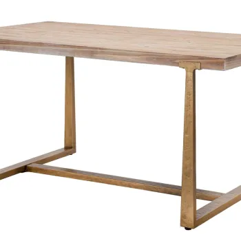 Masa dining Ankara, Mauro Ferretti, 150x90x78 cm, MDF/fier, maro/auriu imagine