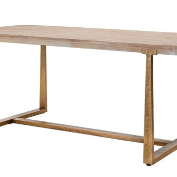 Masa dining Ankara, Mauro Ferretti, 180x90x78 cm, MDF/fier, maro/auriu imagine