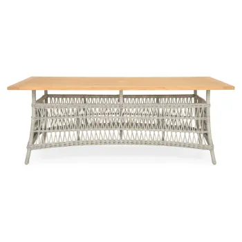 Masa dining dreptunghiulara pentru gradina/terasa Mackinac, 200x100x75 cm, aluminiu/lemn de teak, gri/natur imagine