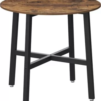 Masa dining Round Vasagle, Alinru, D80x75cm, PAL/otel, maro rustic/negru imagine