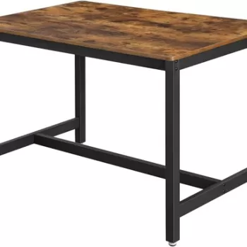 Masa dining Vasagle, Alinru, 120x75x75 cm, PAL/otel, maro rustic/negru imagine