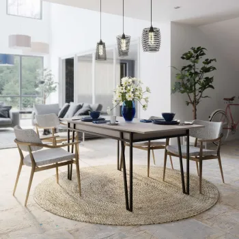 Masa extensibila, Decortie, Pal, 132x76x80 cm, PAL, Mocha imagine