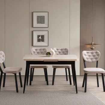 Masa extensibila, Hanah Home, Ay, PAL, Travertin / Negru imagine