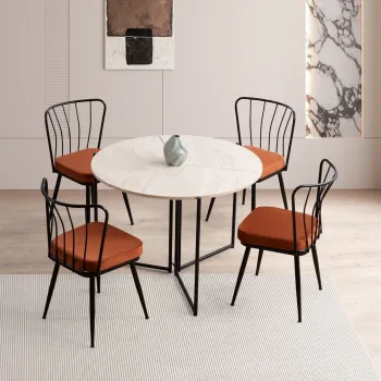 Masa extensibila, Hanah Home, Yaprak, 100x72x100 cm, PAL, Travertin / Negru imagine