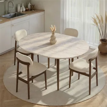 Masa extensibila, Nordure, Viona, 100x75x100 cm, Travertin / Nuc imagine