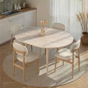 Masa extensibila, Nordure, Viona, 100x75x100 cm, Travertin / Stejar imagine