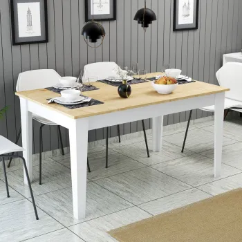 Masa, Hanah Home, Milan 896, PAL, Alb / Stejar imagine