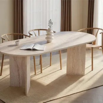 Masa, Hanah Home, Sabella, 200x75x90 cm, PAL, Travertin imagine