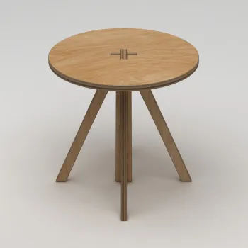 Masa, Hanah Home, Tripus, 75x75x75 cm, 100% BIRCH PLYWOOD, Lemn natural imagine