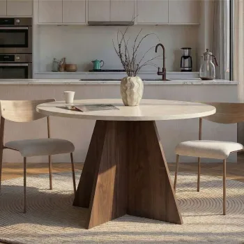 Masa, Hanah Home, Virella, 120x75x120 cm, PAL, Travertin / Nuc Venezia imagine
