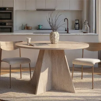 Masa, Hanah Home, Virella, 120x75x120 cm, Travertin imagine